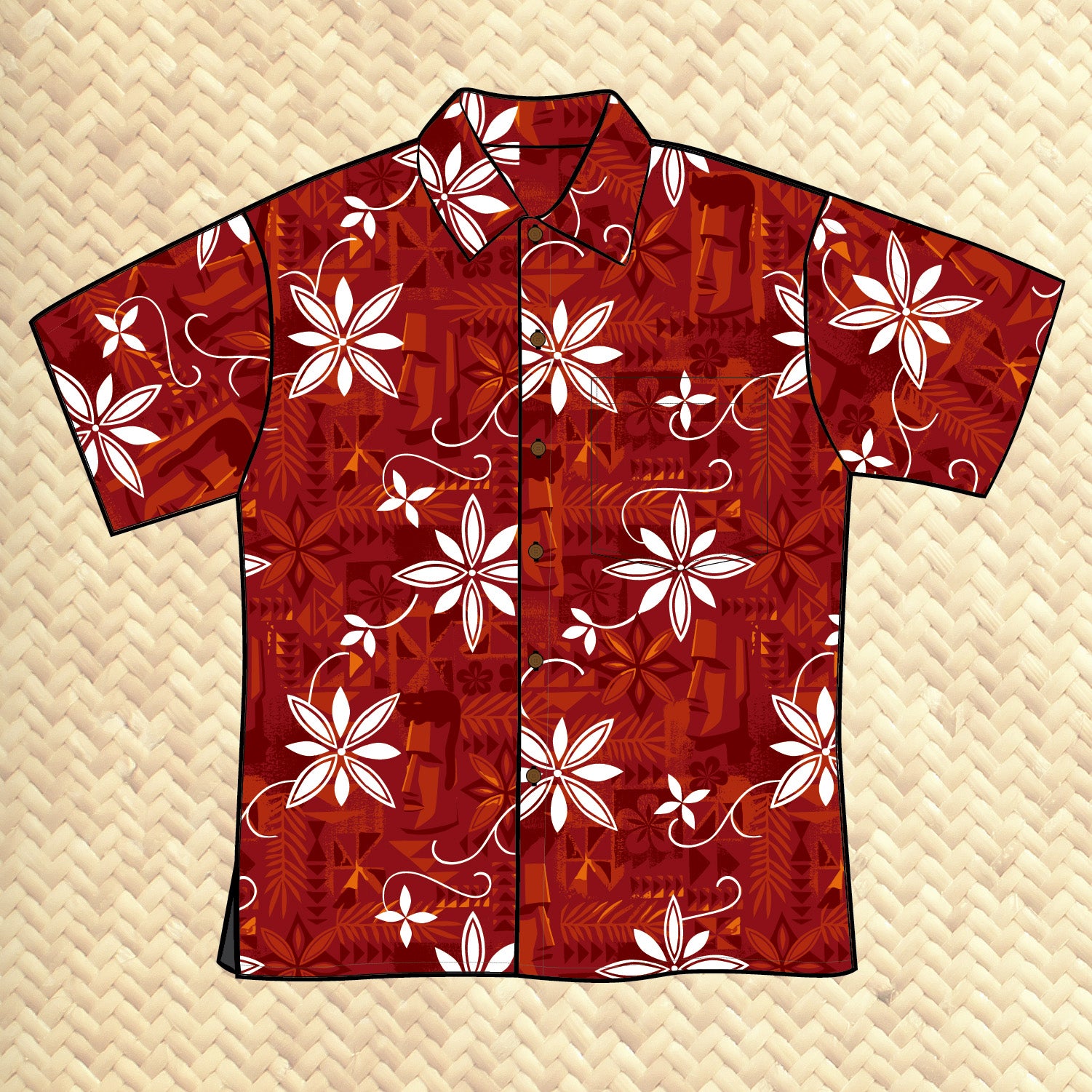 Hawaiian Polynesian Black And Red Shirts