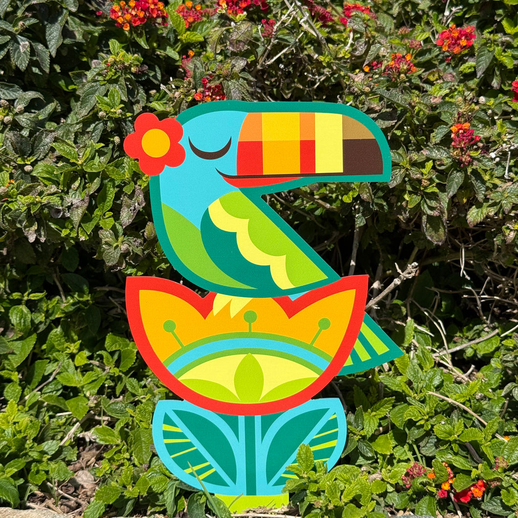 Jeff Granito's 'Aloha Toucan' Metal Yard Stake - Pre-Order