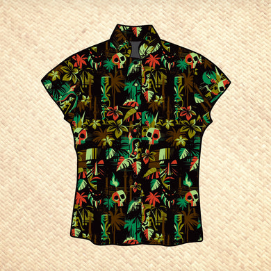 'Dark Expedition Dawn' Classic Aloha Button Up-Shirt - Womens - Pre-Order