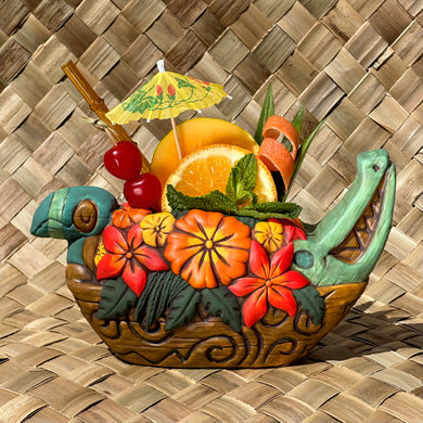 Tiki tOny's Flower Boat Canoe - Ceramic Tiki Mug - Limited Edition / Limited Time Pre-Order