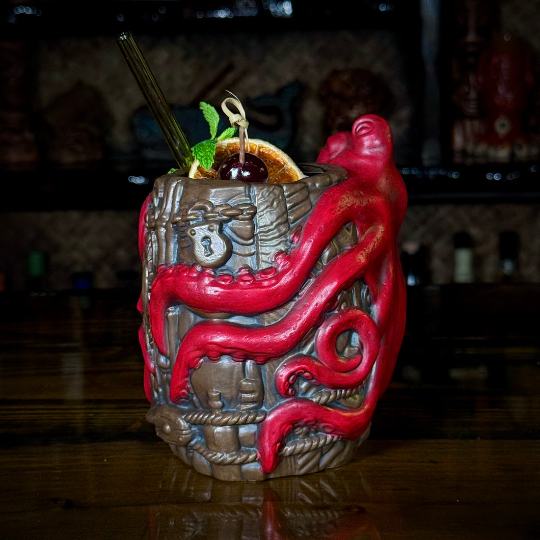 Rum Sucker / Octopus's Barrel (Ruby) - Ceramic Tiki Mug - Designed and Sculpted by Thor - Limited Edition / Limited Time Pre-Order