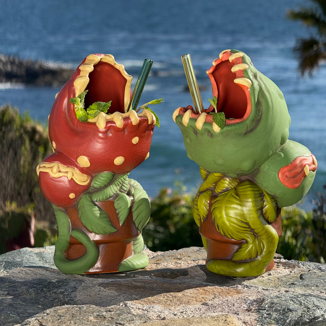 Feed Me! Man-eating Plant - Ceramic Tiki Mugs - Red + Green - Limited Edition / Limited Time Pre-Order