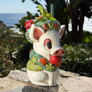 Tiki tOny's Kalua Pig - Ceramic Tiki Mugs - White + Mocha Limited Editions / Limited Time Pre-Order