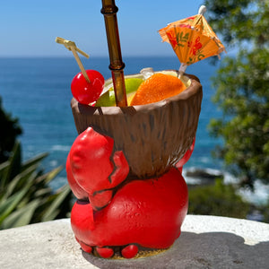 Tiki tOny's King Coconut - Ceramic Tiki Mugs - Red + Blue - Limited Edition / Limited Time Pre-Order