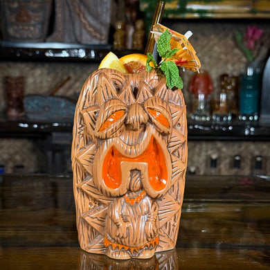 The Griper Tiki Mug (Orange) designed by Ken Ruzic, sculpted by Thor - Limited Edition of 250 - Ready to Ship!