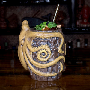 Rum Sucker / Octopus's Barrel - Ceramic Tiki Mugs - Sand + Ruby - Designed and Sculpted by Thor - Limited Edition / Limited Time Pre-Order