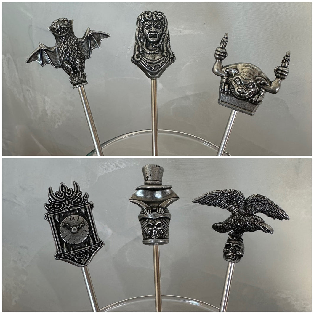 Thor's 'Haunted' Sculpted Metal Swizzle Sticks - Set of Six (6) - Ready to Ship!