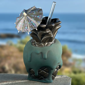 Jeff Granito's Poison Pineapple - Ceramic Tiki Mugs - Twilight Teal + Apple Green Limited Editions / Limited Time Pre-Order