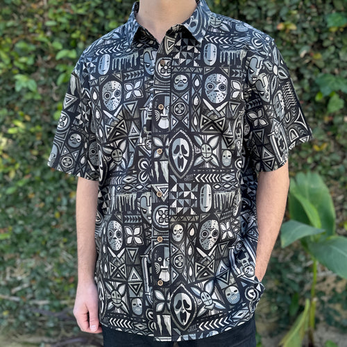 'Mask Hysteria Blackout Edition' Modern Fit with Flex Button-Up Shirt - Unisex - Ready to Ship!