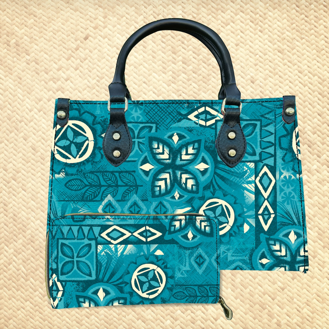 'Marine Tapa' Handbag and Zippered Wallet Set - Rolling Pre-Order / Ready to Ship!