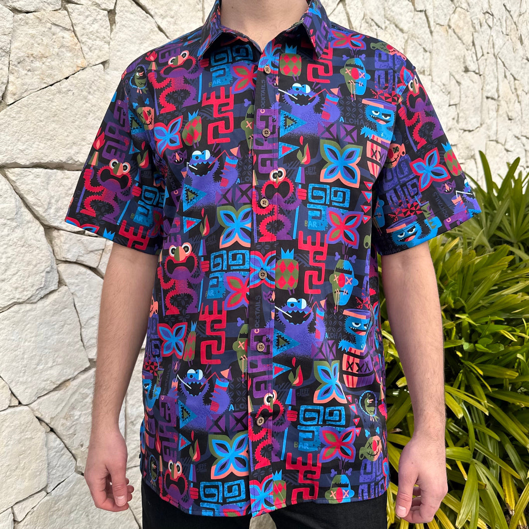 Jeff Granito's 'Tiki Monsters' Modern Fit with Flex Button-Up Shirt - Unisex - Ready to Ship!