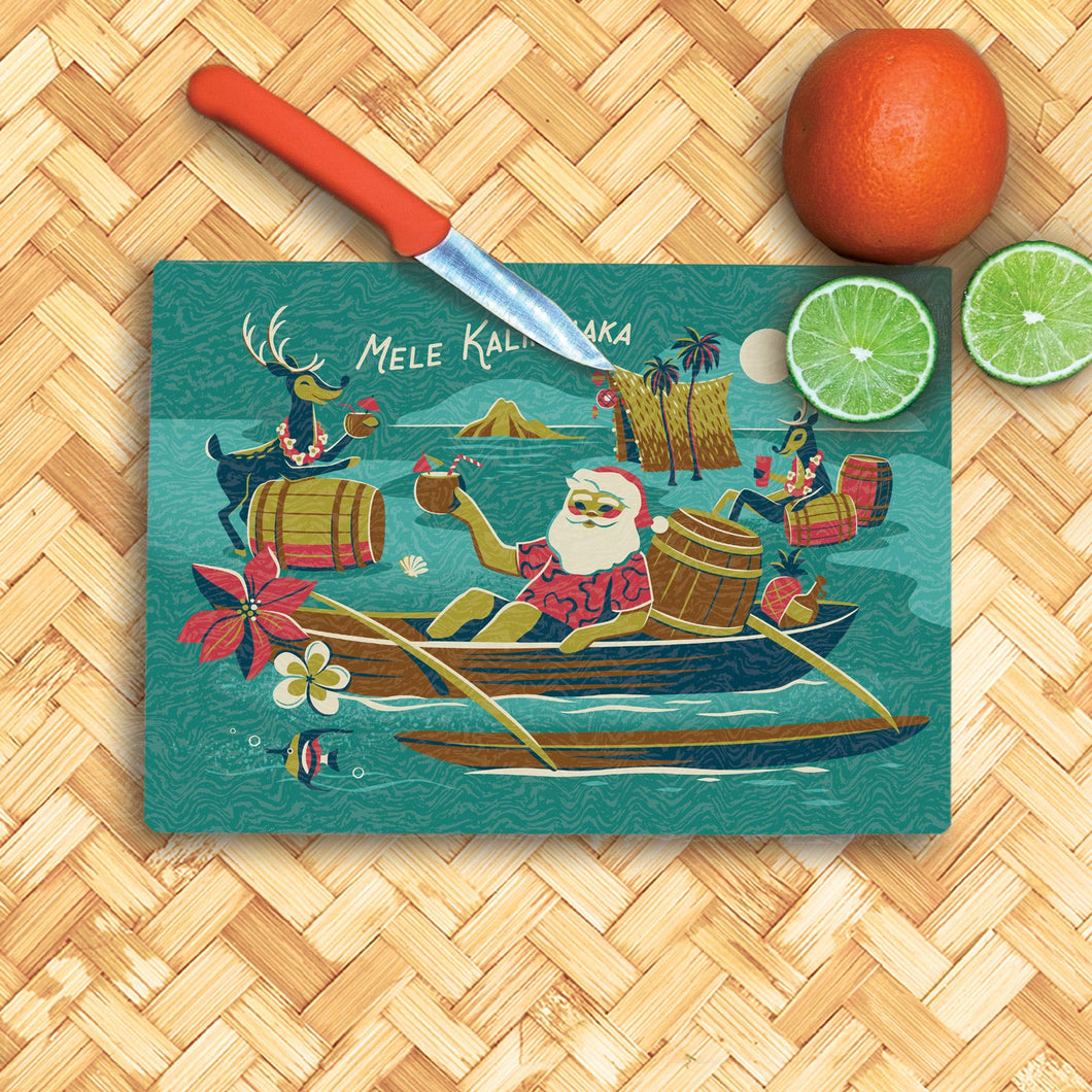 'Rum Rum Reindeer' Glass Cutting Board - Rolling Pre-Order / Ready to Ship!