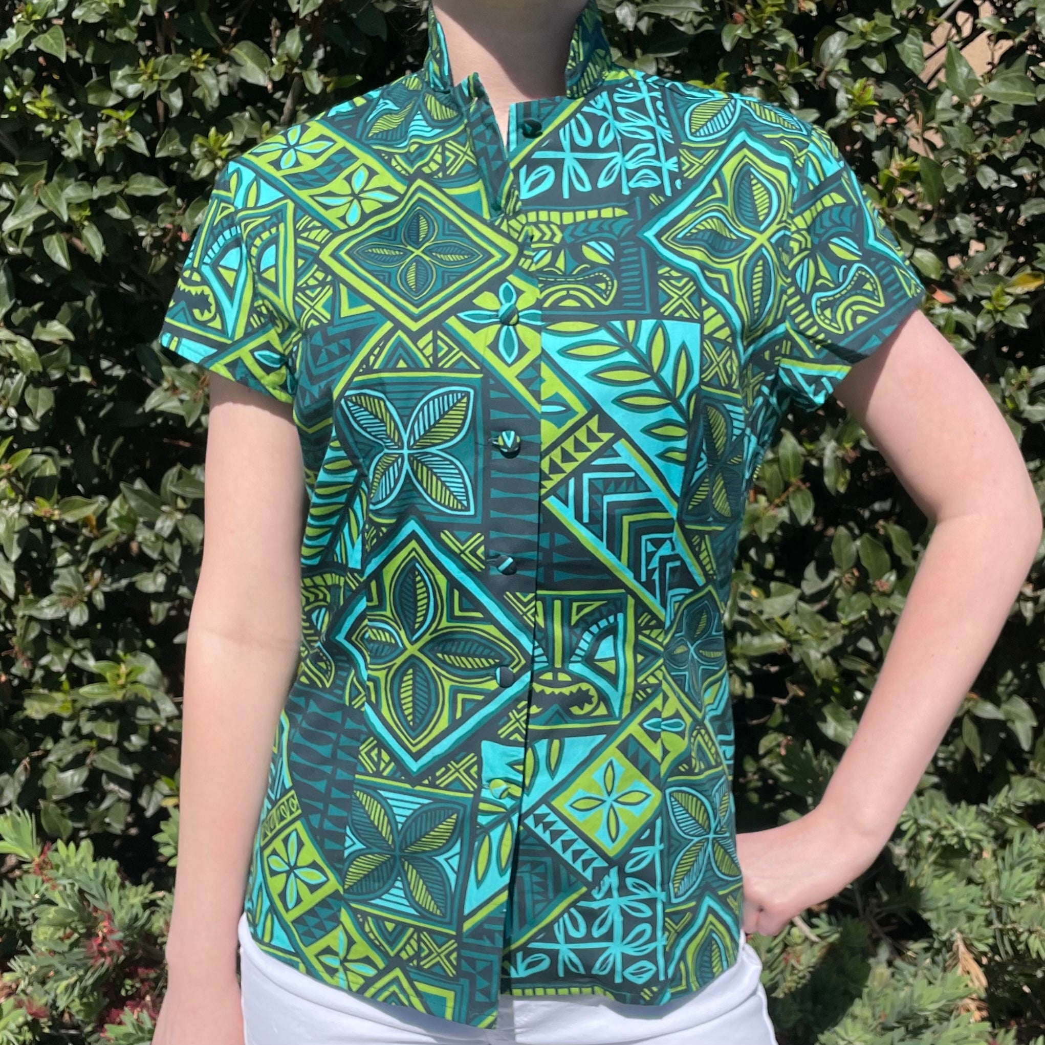 TikiLand Trading Co. ‘Alani Tapa Aloha Shirt - Women's - Final Sale - Ready to ship! (US Shipping Included) M